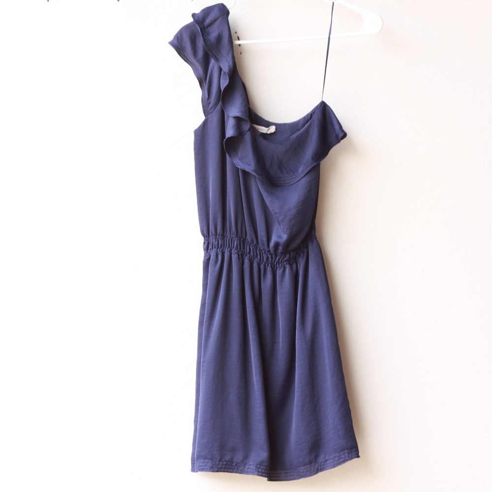 Chelsea and Violet Navy blue one shoulder dress
